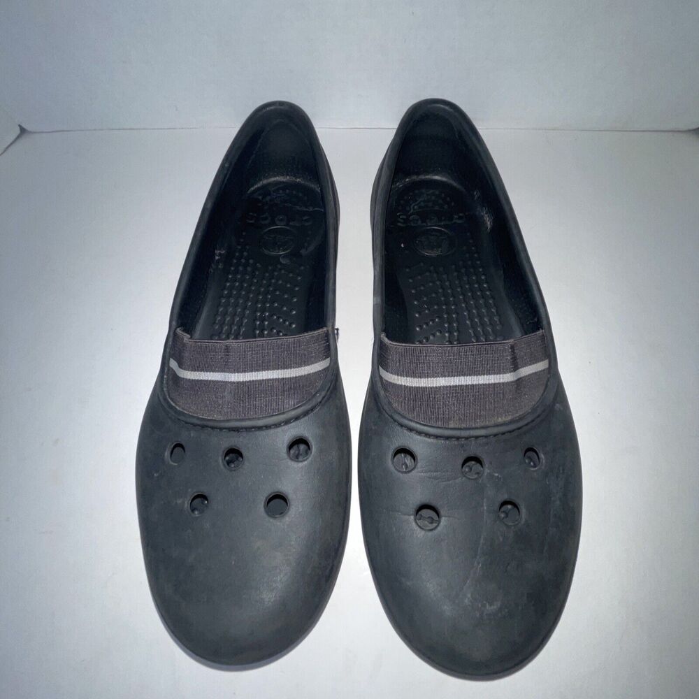 Crocs Juneau Loafers Flats Slip On Black Closed Toe Shoes Sandals Womens 8